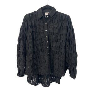 Bohme Shirt Button Front Textured Lace Top Size XS Long Sleeve Whimsigoth Witchy